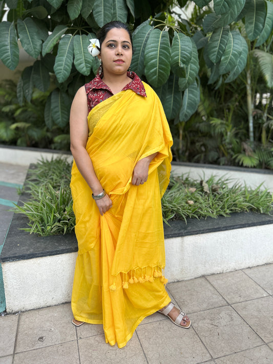 Plain Mulmul cotton Saree