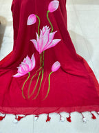 Khadi Lotus Hand painted saree