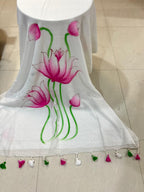 Khadi Lotus Hand painted saree